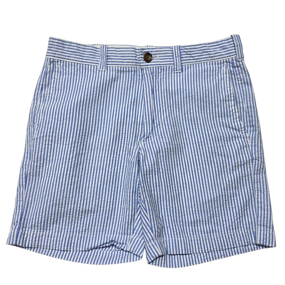 J.Crew Re-Imagined Seersucker Shorts Mens 28 Blue White Cotton 7" Inseam BN820